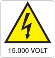Danger sign - 330x350 mm - 15.000 Volt