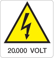 Danger sign - 330x350 mm - 20.000 Volt
