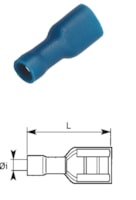 Preinsulated female connec. - Blue - 2.8x0.8 Full insul.