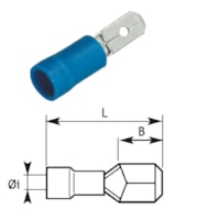 Preinsulated male connec. - Blue - 4.8x0.5